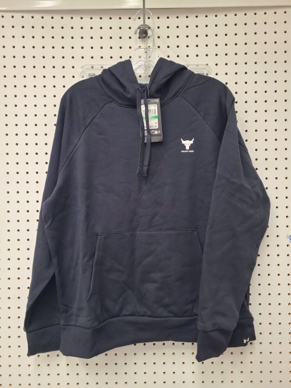 Under Armour Project Rock Rival Fleece Hoodie Womens Large Black New With Tags